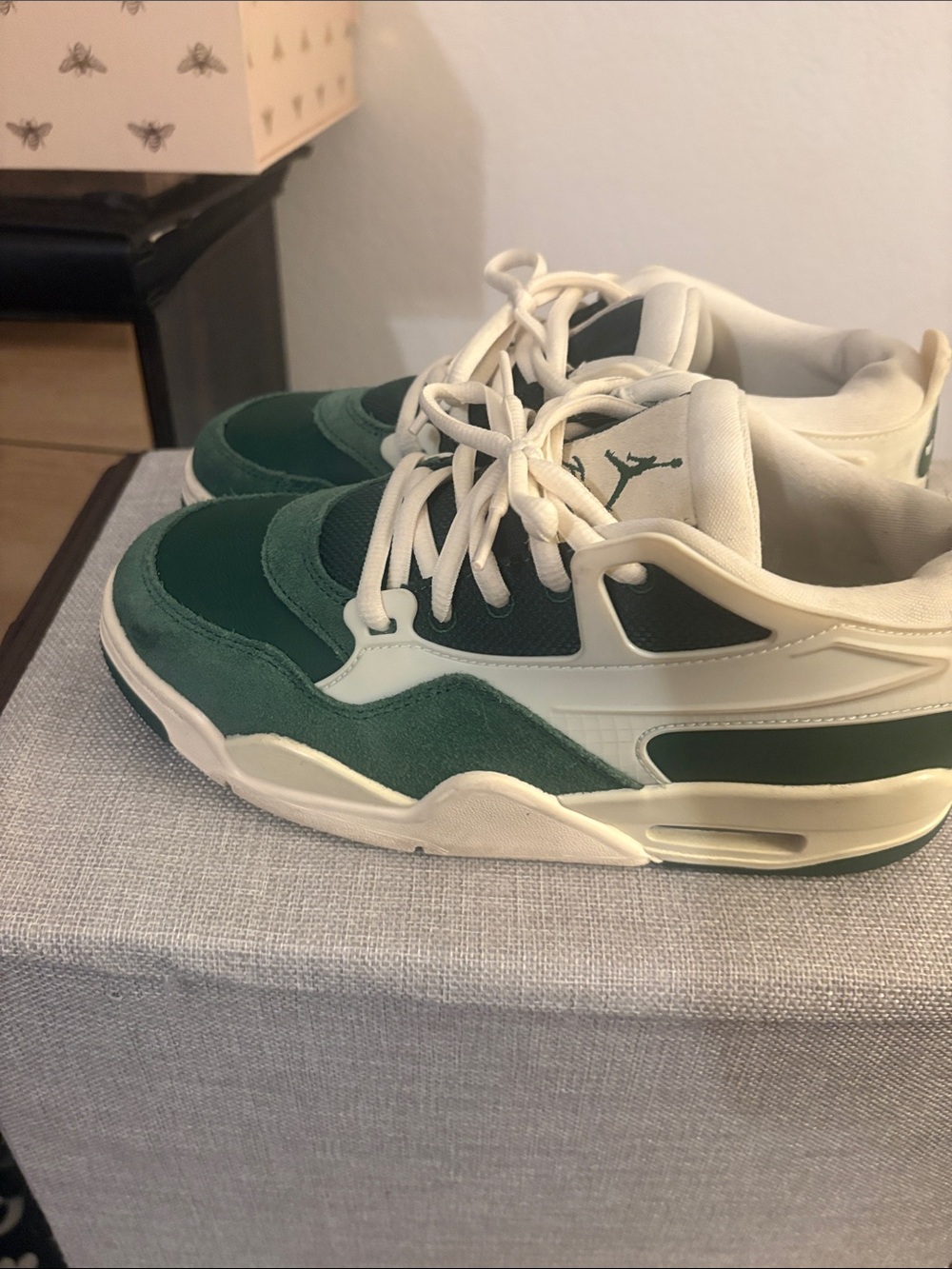 Jordan Low-Top Sneakers in Green and White Suede